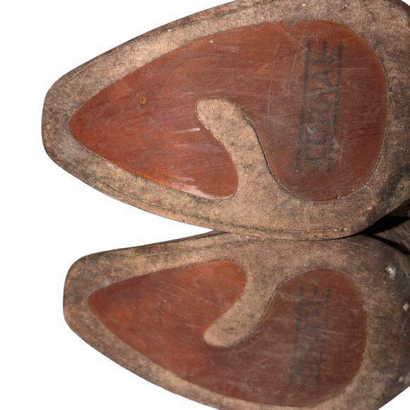 Corral Brown Leather Turquoise Glitter Inlay & Stitching Boots Snip Toe A3352 7M - Picture 14 of 16